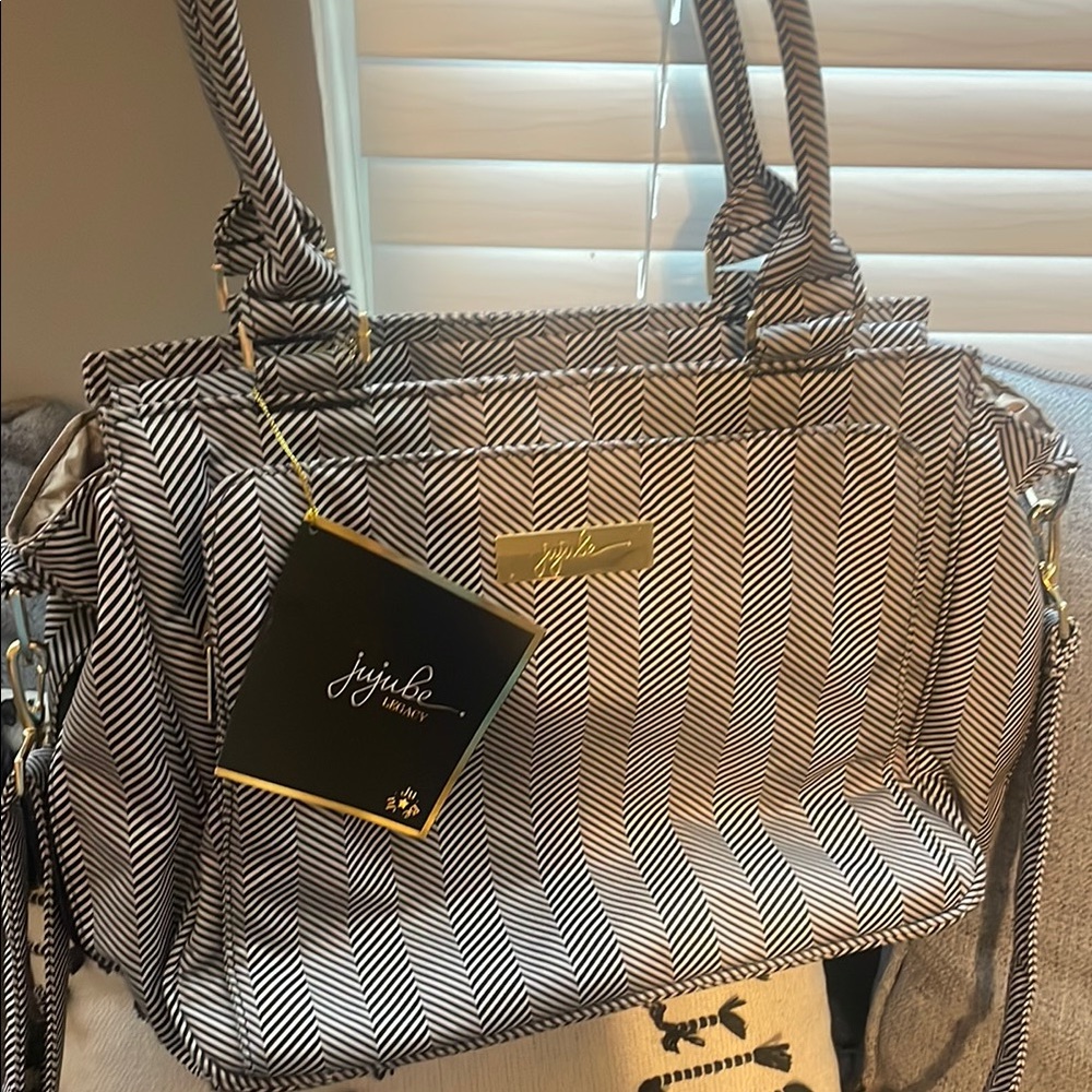 Ju-Ju-Be Black and White Baby Bag with Chic Design